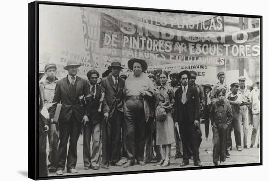 Diego Rivera and Frida Kahlo in the May Day Parade, Mexico City, 1st May 1929-Tina Modotti-Framed Stretched Canvas