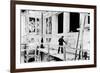 Diego Rivera Painting the East Wall of 'Detroit Industry' (B/W Photo)-null-Framed Giclee Print