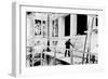 Diego Rivera Painting the East Wall of 'Detroit Industry' (B/W Photo)-null-Framed Giclee Print