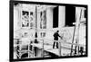 Diego Rivera Painting the East Wall of 'Detroit Industry' (B/W Photo)-null-Framed Giclee Print