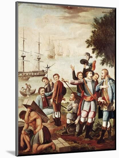 Diego Velazquez De Cuellar Entrusts Command of the Expedition to Hernan Cortes-null-Mounted Giclee Print