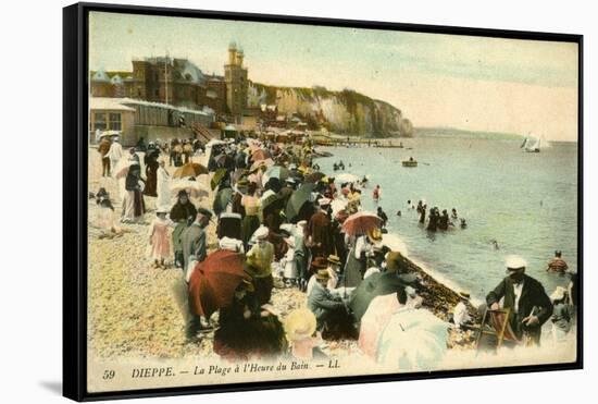 Dieppe Beach at 'L'Heure Du Bain'-null-Framed Stretched Canvas