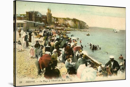 Dieppe Beach at 'L'Heure Du Bain'-null-Stretched Canvas