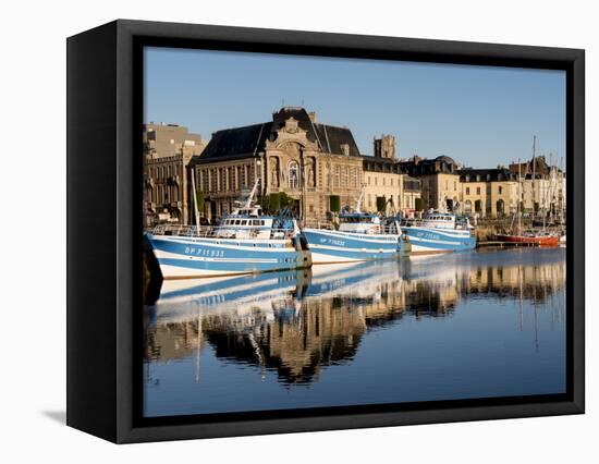 Dieppe harbour waterfront fishing port, Dieppe, Seine-Maritime, Normandy, France-Charles Bowman-Framed Stretched Canvas