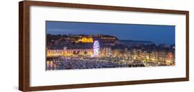 Dieppe harbour waterfront marina panorama at dusk, Dieppe, Seine-Maritime, Normandy, France-Charles Bowman-Framed Photographic Print