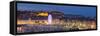 Dieppe harbour waterfront marina panorama at dusk, Dieppe, Seine-Maritime, Normandy, France-Charles Bowman-Framed Stretched Canvas