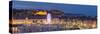 Dieppe harbour waterfront marina panorama at dusk, Dieppe, Seine-Maritime, Normandy, France-Charles Bowman-Stretched Canvas