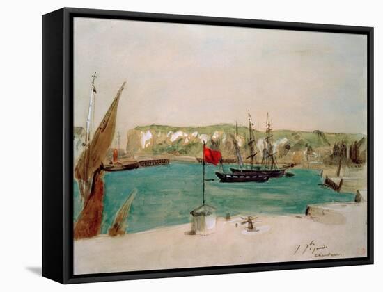 Dieppe: Quai Duquesne-Eugene Delacroix-Framed Stretched Canvas