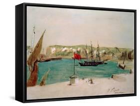 Dieppe: Quai Duquesne-Eugene Delacroix-Framed Stretched Canvas