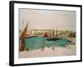 Dieppe: Quai Duquesne-Eugene Delacroix-Framed Giclee Print