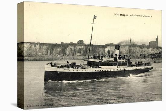 Dieppe, Vue of the Steamer Sussex, Cliffs, Houses-null-Stretched Canvas