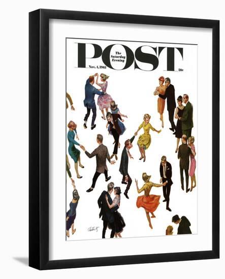 "Different Dancing Styles," Saturday Evening Post Cover, November 4, 1961-Thornton Utz-Framed Giclee Print