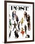 "Different Dancing Styles," Saturday Evening Post Cover, November 4, 1961-Thornton Utz-Framed Giclee Print