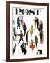 "Different Dancing Styles," Saturday Evening Post Cover, November 4, 1961-Thornton Utz-Framed Giclee Print