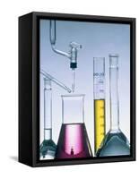 Different flasks with fluids-Paul Steeger-Framed Stretched Canvas