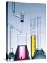 Different flasks with fluids-Paul Steeger-Stretched Canvas