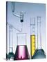 Different flasks with fluids-Paul Steeger-Stretched Canvas