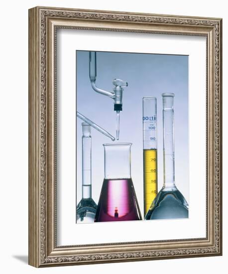 Different flasks with fluids-Paul Steeger-Framed Photographic Print