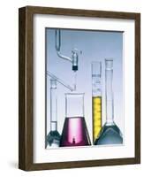 Different flasks with fluids-Paul Steeger-Framed Photographic Print