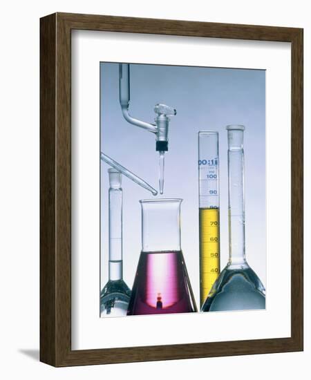 Different flasks with fluids-Paul Steeger-Framed Photographic Print