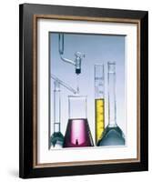 Different flasks with fluids-Paul Steeger-Framed Photographic Print