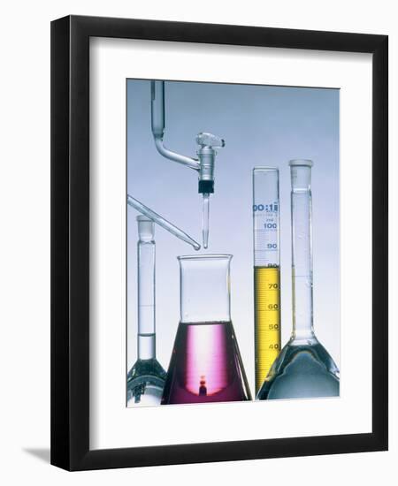 Different flasks with fluids-Paul Steeger-Framed Photographic Print