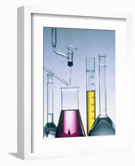 Different flasks with fluids-Paul Steeger-Framed Photographic Print