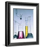 Different flasks with fluids-Paul Steeger-Framed Photographic Print