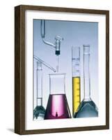 Different flasks with fluids-Paul Steeger-Framed Photographic Print