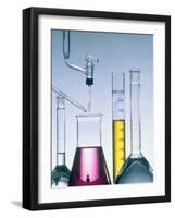 Different flasks with fluids-Paul Steeger-Framed Photographic Print