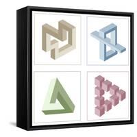 Different Multicolored Optical Illusions Of Unreal Geometrical Objects-shooarts-Framed Stretched Canvas