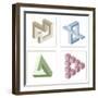 Different Multicolored Optical Illusions Of Unreal Geometrical Objects-shooarts-Framed Premium Giclee Print