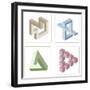Different Multicolored Optical Illusions Of Unreal Geometrical Objects-shooarts-Framed Premium Giclee Print