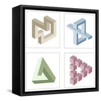 Different Multicolored Optical Illusions Of Unreal Geometrical Objects-shooarts-Framed Stretched Canvas