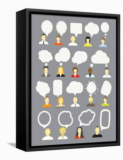 Different People With Speech Bubbles Collection-tovovan-Framed Stretched Canvas