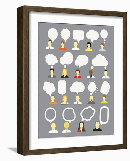 Different People With Speech Bubbles Collection-tovovan-Framed Art Print