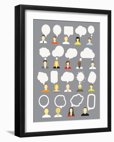Different People With Speech Bubbles Collection-tovovan-Framed Art Print