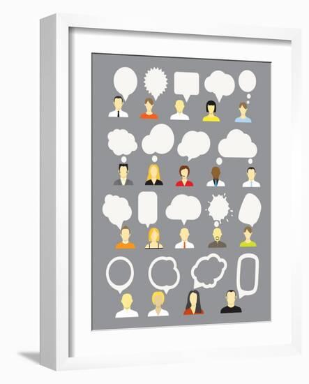 Different People With Speech Bubbles Collection-tovovan-Framed Art Print