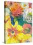 Different Summer Blossoms in Green Water in Yellow Orange White and Pink Tones-Alaya Gadeh-Stretched Canvas