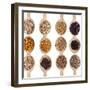 Different Type Of Seeds On Wooden Spoon-adamr-Framed Art Print