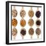 Different Type Of Seeds On Wooden Spoon-adamr-Framed Art Print