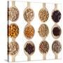 Different Type Of Seeds On Wooden Spoon-adamr-Stretched Canvas