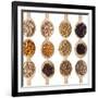 Different Type Of Seeds On Wooden Spoon-adamr-Framed Art Print