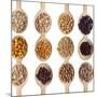 Different Type Of Seeds On Wooden Spoon-adamr-Mounted Art Print