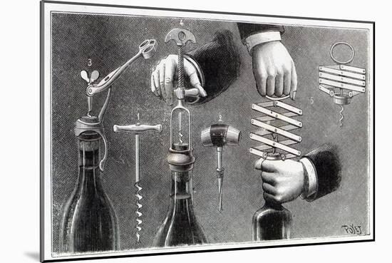 Different Types of Corkscrew, 1893-Louis Poyet-Mounted Giclee Print