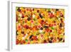 Different Types Of Fruit And Vegetables As Background, Colorful-pasiphae-Framed Art Print