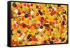 Different Types Of Fruit And Vegetables As Background, Colorful-pasiphae-Framed Stretched Canvas