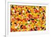 Different Types Of Fruit And Vegetables As Background, Colorful-pasiphae-Framed Art Print