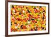 Different Types Of Fruit And Vegetables As Background, Colorful-pasiphae-Framed Art Print