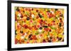 Different Types Of Fruit And Vegetables As Background, Colorful-pasiphae-Framed Art Print